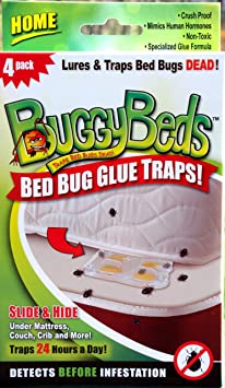 Bed Bug Trap - BuggyBeds Home Glue Traps (4 Pack) - Detect Before Infestation