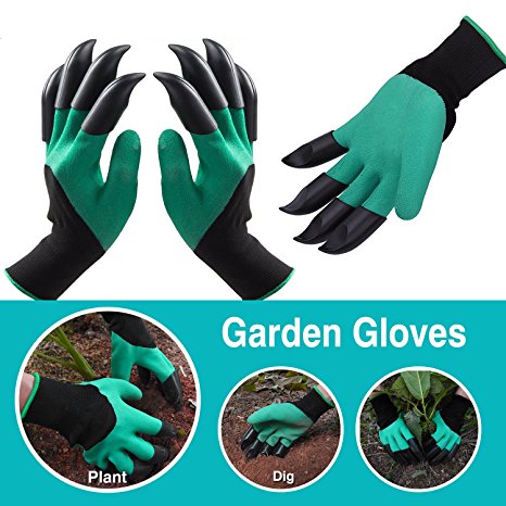 WEBSUN Garden Genie Gloves with Claws on EACH Hand Unisex Gloves for Digging & Planting
