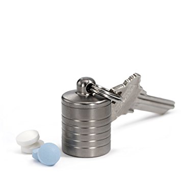 Cielo Pill Holders - Wide Compact Single Chamber Titanium Keychain Pill Fob - Waterproof Pill Case - Pill Containers Made in USA