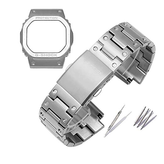 SIKAI Replacement Band for Casio G-Shock GW5600, DW5600 Series Watch 316L Stainless Steel Strap 316L Stainless Steel Case Cover for Casio G-Shock GW5600, DW5600 Series Watch