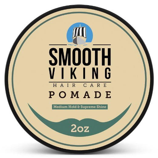 Pomade for Men - Best Hair Styling Formula for Medium Hold and High Shine - Perfect for Straight Thick and Curly Hair - 2 OZ - Smooth Viking