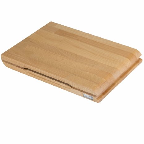 Artelegno Dual Sided Solid Beech Wood Cutting Board with Integrated Magnetic Knife Storage Luxurious Italian Torino Collection by Master Craftsmen Ecofriendly Natural Finish Medium
