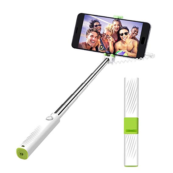 Mini Selfie Stick，atongm Selfie Stick for Compatible with iPhone/Android Gifts for Her/Girls/Boys (White)