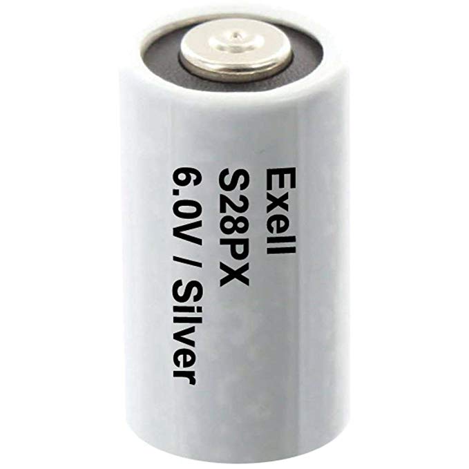 Exell Battery S28PX 6V Silver Oxide Battery 4SR44, V28PX, PX28, 544, White/Silver