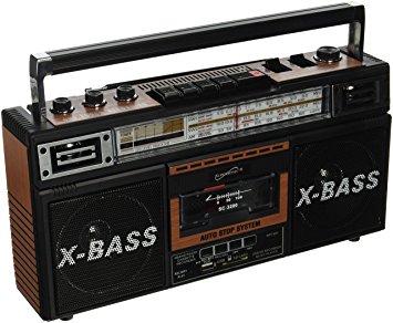 SuperSonic Retro 4 Band Radio and Cassette Player, Wood Grain