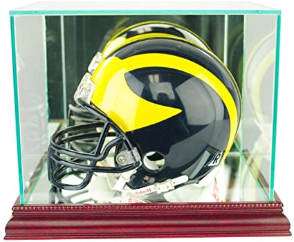 Perfect Cases Mini Helmet Display Case with Real Wood mouling and Real Glass Protection