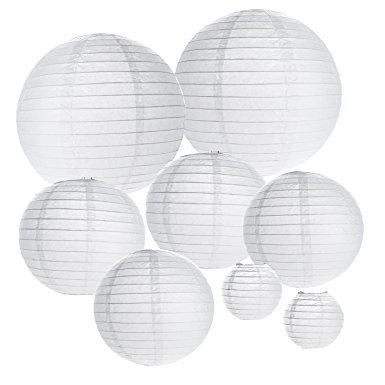 Tosnail Paper Lanterns for Wedding Party Decorations Crafts Lanterns Paper Lamp, White, Pack of 8