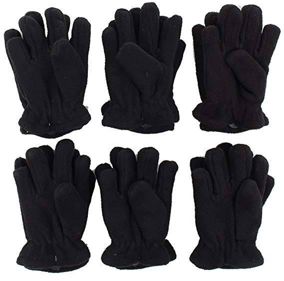 Toddler/Kids Soft And Warm Fleece Lined Gloves 6-Pack