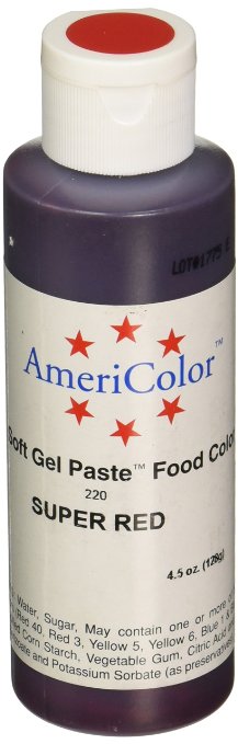 Americolor 133ml Liquid Gel Food Color, 4.5-Ounce, Super Red