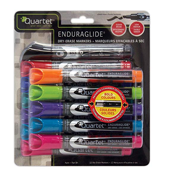 Quartet Enduraglide Dry Erase Markers, Chisel Point, 12-pack, 6447459961