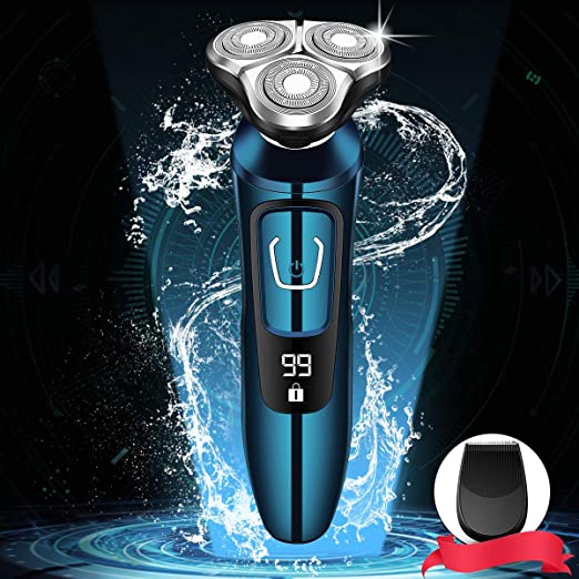 Vifycim Electric Shavers for Men, Mens Electric Razor,Dry Wet Waterproof Man Rotary shaver,Portable Facial Cordless Shaver Travel Usb Rechargeable with Led Display for Face Shaving Husband Dad