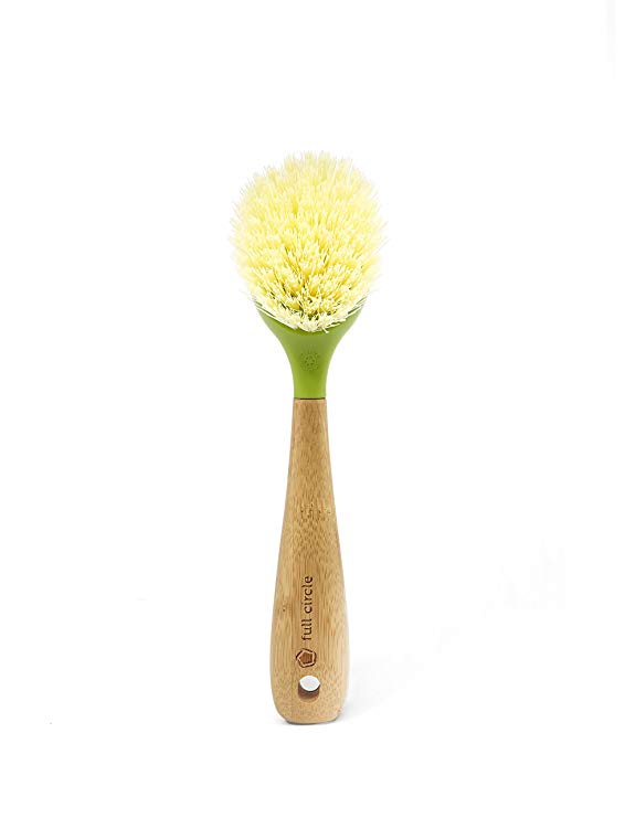 Full Circle Be Good Kitchen Dish Brush with Bamboo Handle, Single Brush, Green