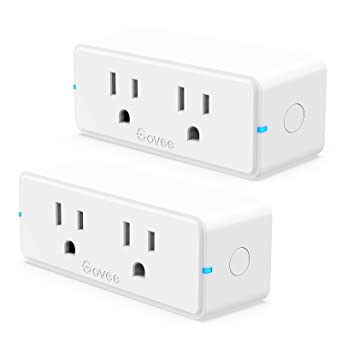 Govee Dual Smart Plug 2 Pack, 15A WiFi Bluetooth Outlet, Work with Alexa and Google Assistant, 2-in-1 Compact Design, Govee Home App Control Remotely with No Hub Required, Timer, FCC and ETL Certified