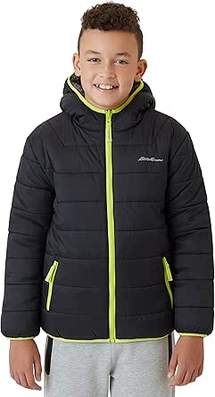 Eddie Bauer Boys' Reversible Jacket - Waterproof Lightweight Fleece Lined Hooded Puffer Coat - Boys Outerwear Jacket (5-20)