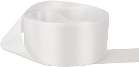 Ribbon Bazaar Double Faced Satin 5/8 inch White 50 Yards 100% Polyester Ribbon