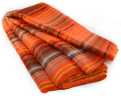 Qisu Alpaca Wool Blanket Throw | Large, Beautiful, Warm | 85 x 65 inches | Ultra-Soft, Hypoallergenic and Breathable | Non-Itchy or Scratchy Fabric | Made in Ecuador (Orange Variegated)