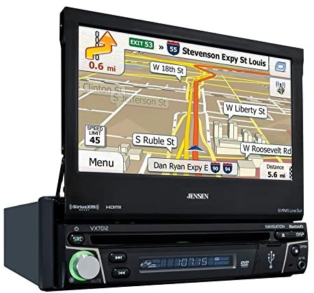 Jensen VX7012 7" Flip Out Navigation Bluetooth & Ext Mic/USB (Renewed)