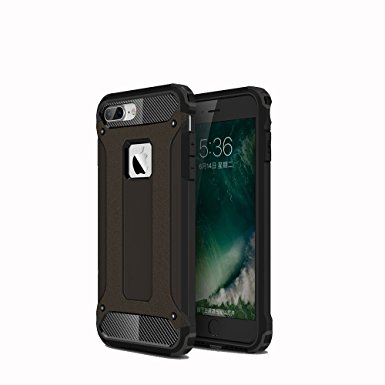 iPhone 7 Plus Shockproof Armor Case, Dual Layer Shock Reduction / Bumper Case Defender Protective Kit for Apple iPhone 7 Plus 2016 Release by SES (Black)