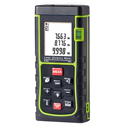 GRDE Laser Distance Measure, Handheld Range Finder Meter, Measurement Memory Recall, Tape Measure
