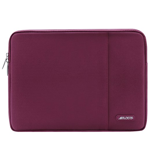 Mosiso 2017 / 2016 MacBook Pro 13 Inch Sleeve (A1706 / A1708) / Microsoft New Surface Pro 2017 / Surface Pro 4 / 3 Polyester Water Repellent Vertical Laptop Bag Case Cover with Pocket, Wine Red