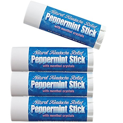 (Set/4) Natural Peppermint Sticks w/ Menthol & Rosemary For Headache Relief