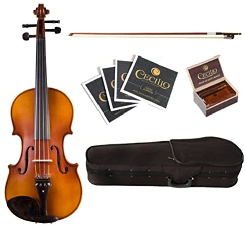 Cecilio CVA-500 16-Inch Ebony Fitted Solid Wood Viola