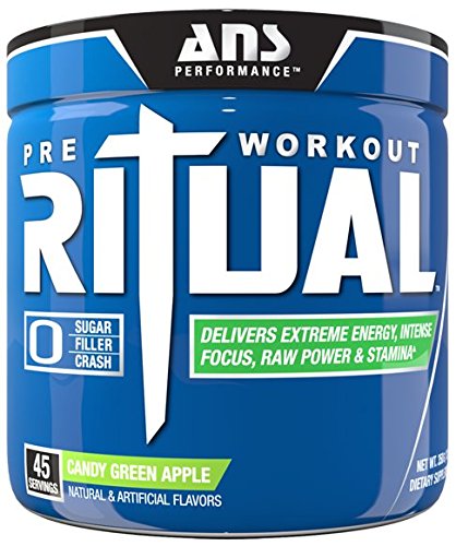 ANS Performance Ritual Pre-Workout Delivers Extreme Energy with Intense Focus and Raw Power Sugar-Free Candy Green Apple 360 Gram