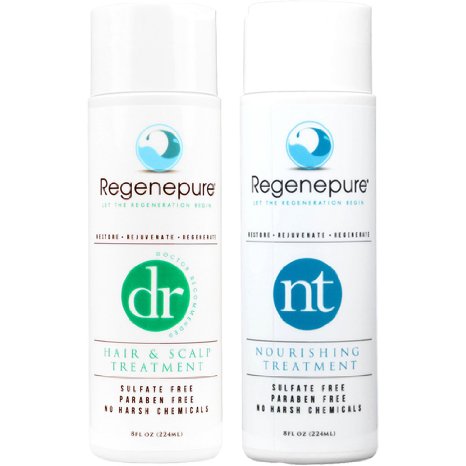 Regenepure - DR  NT KIT Anti Dandruff Shampoo for Hair Loss Prevention and Treatment in Men and Women 8 oz each