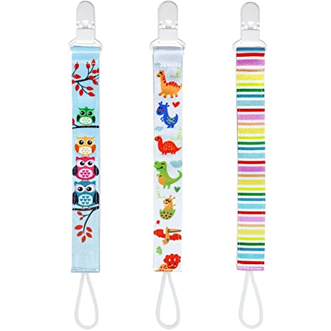 Pacifier Teether Clips Holder for Girl 3 Pack