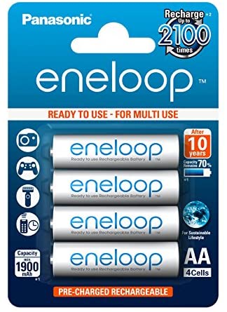 eneloop BK-3MCCE/4BE AA Rechargeable Battery, 1900 mAh, Pack of 4