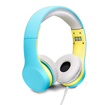 Nenos Kids Headphones Children's Headphones Over Ear Headphones Volume Limited Headphones for Kids Toddler(Teal/Yellow)