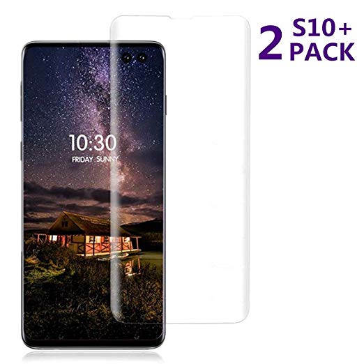 Galaxy S10 Plus Screen Protector, [2 - Pack] Half Screen Tempered Glass Screen Protector [Case Friendly] [Anti-Scratch][Anti-Fingerprint][Bubble Free] Compatible Galaxy S10 Plus (6.4 inch)