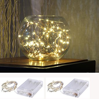 Pack of 2 sets LED SopoTek 7ft 20 LEDS Starry Lights Fairy Lights Copper LED Lights Strings AA Battery Powered Ultra Thin String Wire(Battery not included)