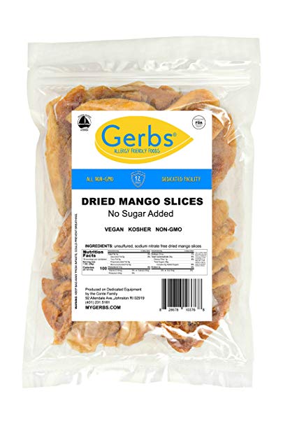 Dried Mango No Sugar Added, 1 LB - Preservative Free & Unsulfured by Gerbs - Top 12 Food Allergy Free & NON GMO - Product of Thailand
