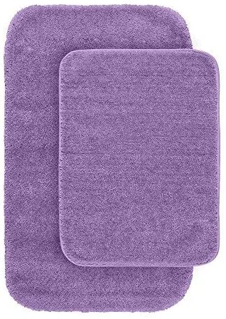 Garland Rug 2-Piece Traditional Nylon Washable Bathroom Rug Set, Purple