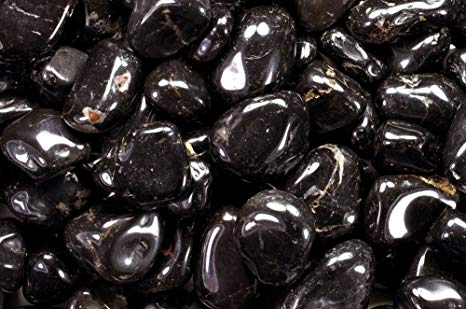 Fantasia Materials: 1/2 lb Tumbled Black Onyx A Grade Stones from Brazil - Small - 0.75" to 1.25" avg