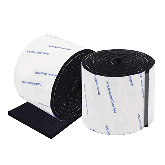 Shintop Felt Tape DIY Adhesive Heavy Duty Felt Strip Roll Cut into Any Shape to Protect Your Hardwood and Laminate Flooring, 1.96" x 39.3" (Pack of 2, Black)