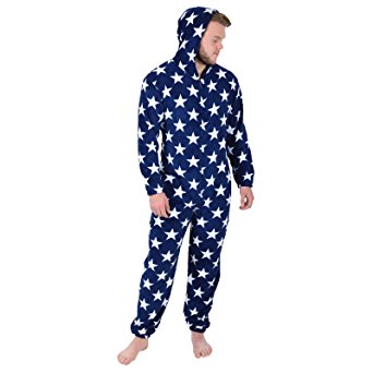 Mens Cosy Fleece All In One Piece Pyjamas Jump Sleep Suit Onesie PJs Nightwear