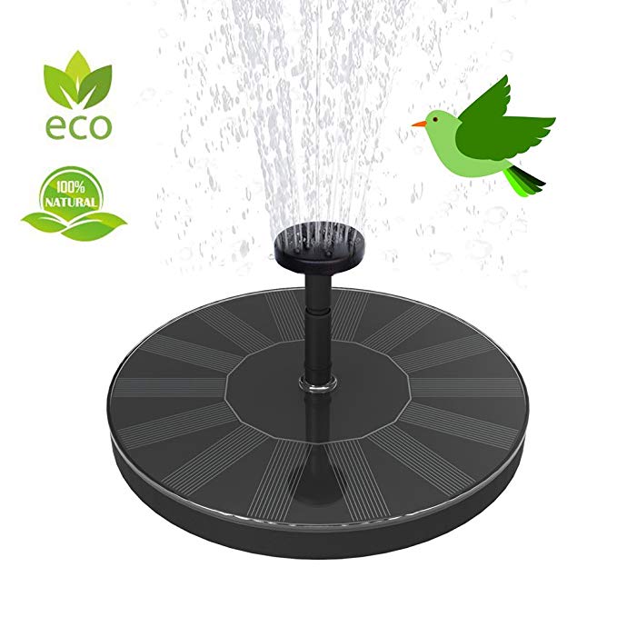 Upgraded Solar Fountains, Solar Powered Fountain Pump, 1.4W Water Fountain Birdbath Solar Powered Pump, Waterproof, Free Standing, Submersible Outdoor Water Pump, Solar Pannel Kit for Pond, Pool