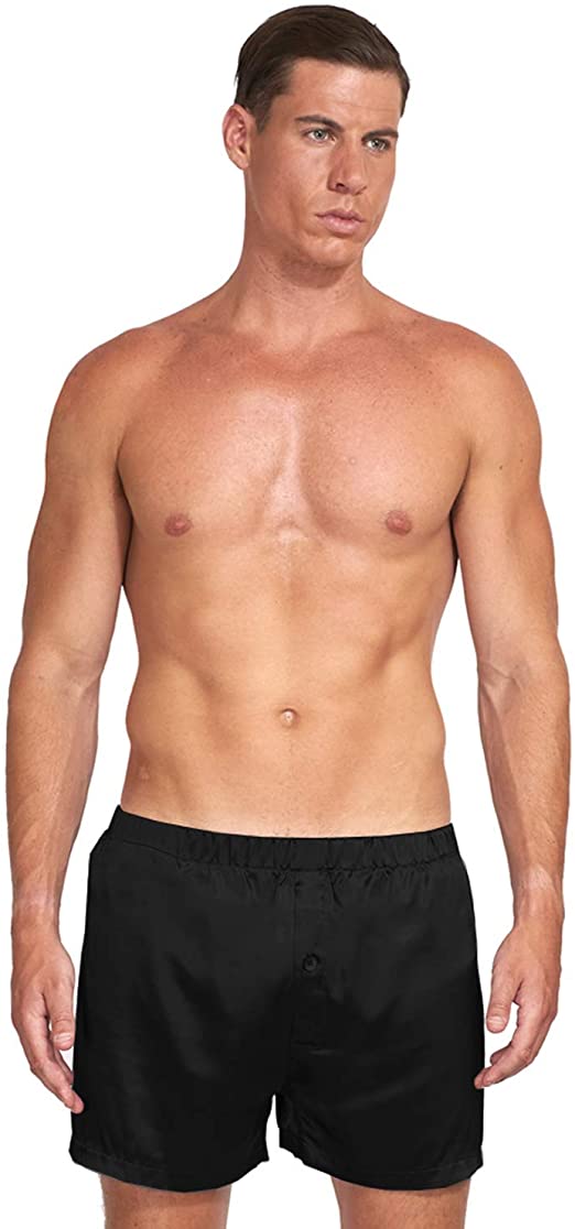 MYK Men’s 20 Momme Luxury Pure Silk Boxer Lounge Shorts, Lightweight and Breathable, Gift Ready,