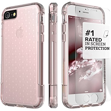 iPhone 7 Case, (Clear Rose Gold) Dual-Layer Inspire SaharaCase Protective Kit Bundle with [ZeroDamage Tempered Glass Screen Protector] Slim Fit [ Shockproof Bumper] Rugged Protection