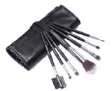LOUISE MAELYS Two-tone 7pcs Makeup Brushes Cosmetic Kit PU Leather Roll Pouch Black