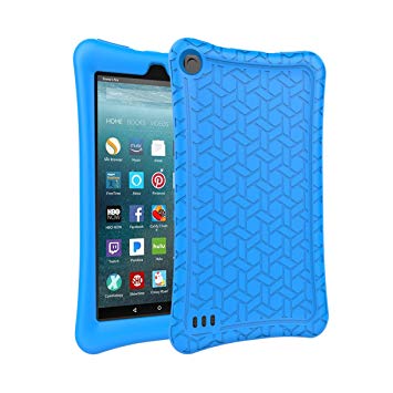 AVAWO Silicone Case for Amazon Fire 7 Tablet with Alexa (7th Generation, 2017 Release only) - Anti Slip Shockproof Light Weight Protective Cover, Blue