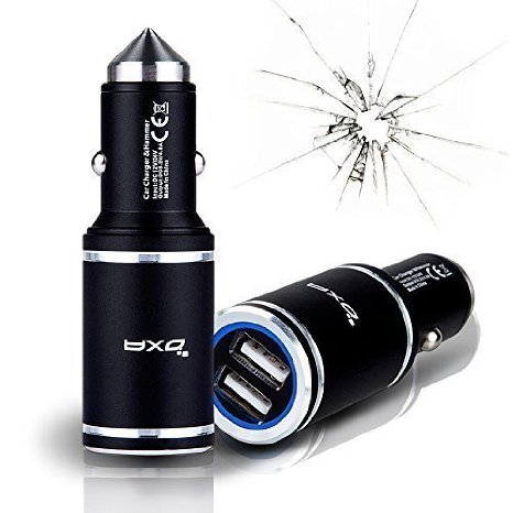 OXA Safety Hammer 24W224A Smart USB Car ChargerPortable Travel Car Cigarette Charger Black 2USB