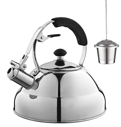 Eurolux Tea Kettle - Teapot with Capsule Bottom and Mirror Finish, 2.75 Quart Tea Pot - Stove Top Tea Maker Infuser Teapots Strainer Included