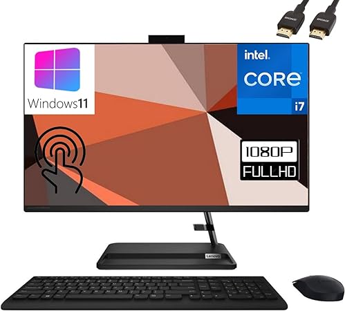 Lenovo 2023 IdeaCentre AIO 3 27" Touchscreen FHD All-in-One Desktop Computer, 13th Gen Intel 10-Core i7-13620H, 64GB DDR4 RAM, 1TB PCIe SSD, WiFi 6, Bluetooth 5.1, Black, Windows 11, BROAG