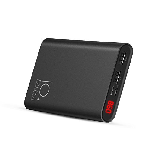 Solove Ultra Slim 10000mAh 2.4A Dual USB External Battery Pack with Type-C Devices