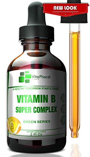 Vitamin B Super Complex | Fast Absorption Liquid Drops. High Potency. B2,B3,B5,B6 and B12 Vitamins. Stress and Anxiety. More Than B12 1000 mcg.Men,Women and Children.Sugar,Wheat,Yeast & Lactose Free!