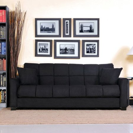 Baja Convert-a-couch and Sofa Bed, Black, Stylish and Comfortable Sofa Sleeper Converts to a Full Bed with Touch of a Hand