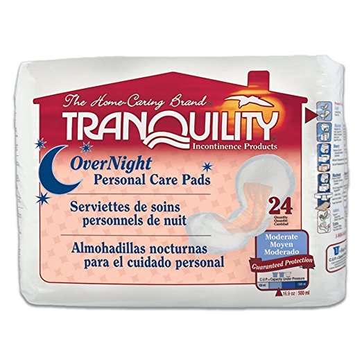 Tranquility Incontinence Personal Care Pads for Men or Women - OverNight - 96 ct